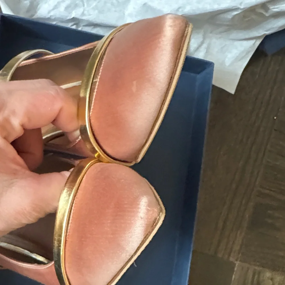 Authentic Used Malone Souliers Pink Blush and Gold Women's 70MM Heels Size 37 - Picture 15 of 16
